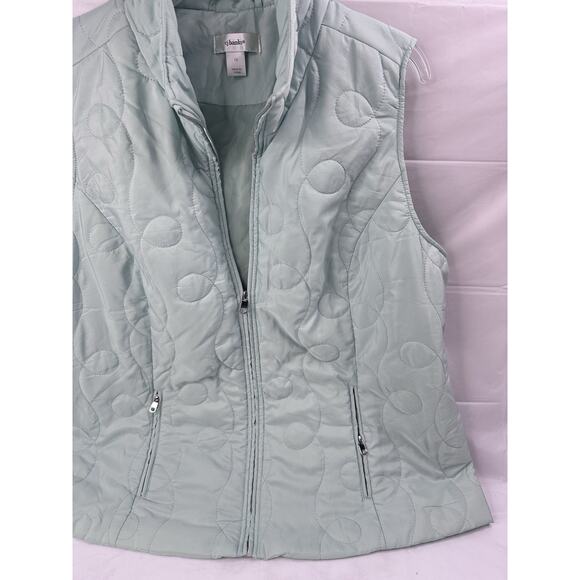 CJ Banks Vest Womens Plus Size 1X Green Quilted Zip Pockets Puffer - Picture 3 of 4